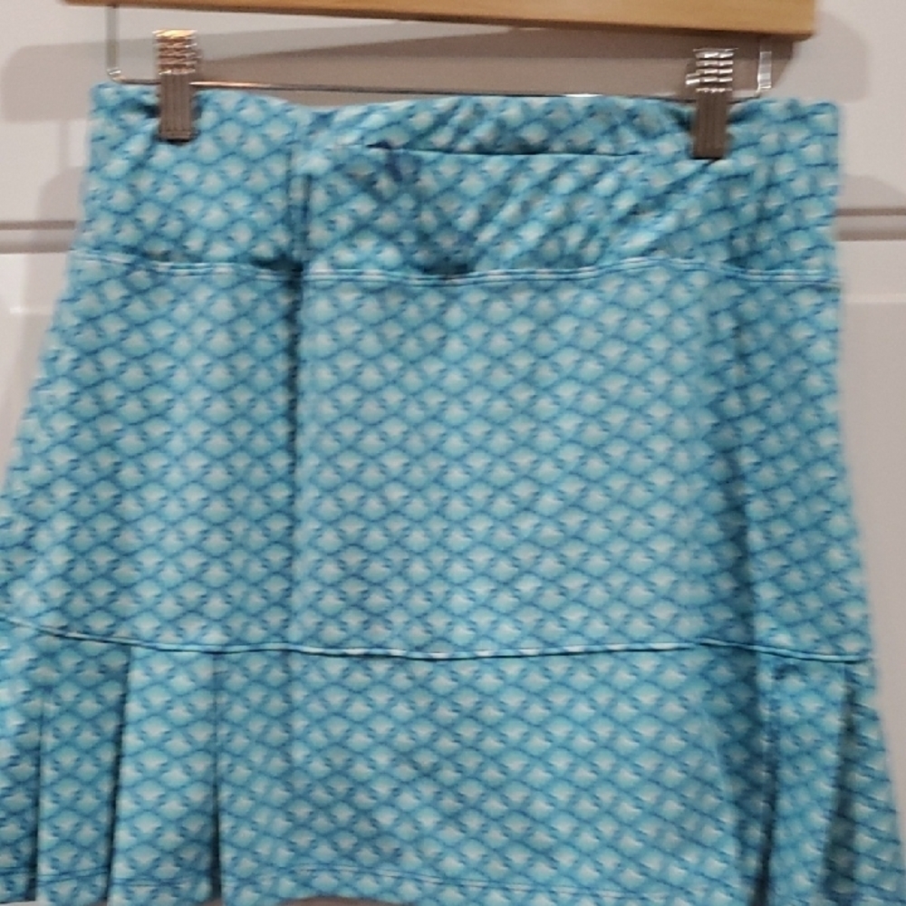 Sigrid Olsen Golf & TENNIS Aqua Geometric Patterned Pleated Skort Pickleball - Picture 6 of 9